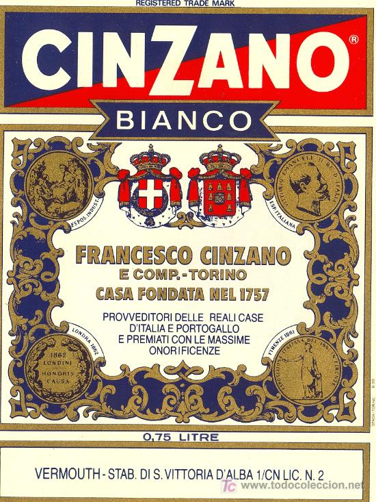 Etiquetas antiguas: ETIQUETA CINZANO - Foto 1