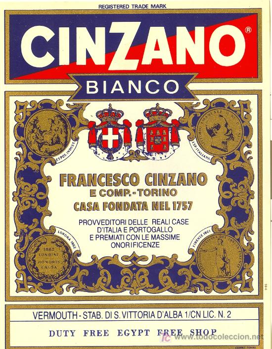 Etiquetas antiguas: ETIQUETA CINZANO - Foto 1
