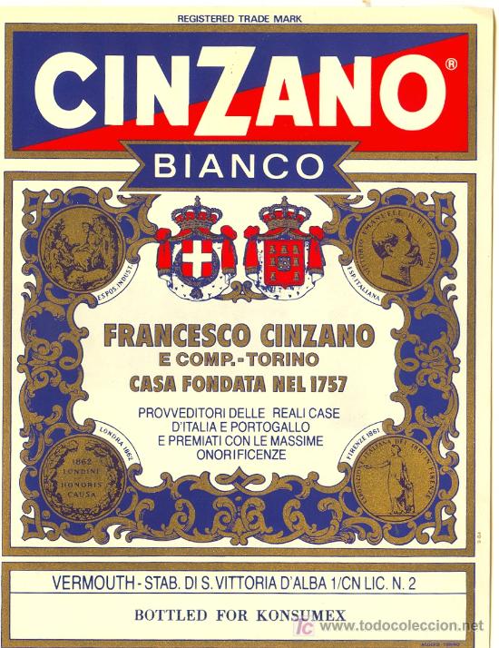 Etiquetas antiguas: ETIQUETA CINZANO - Foto 1