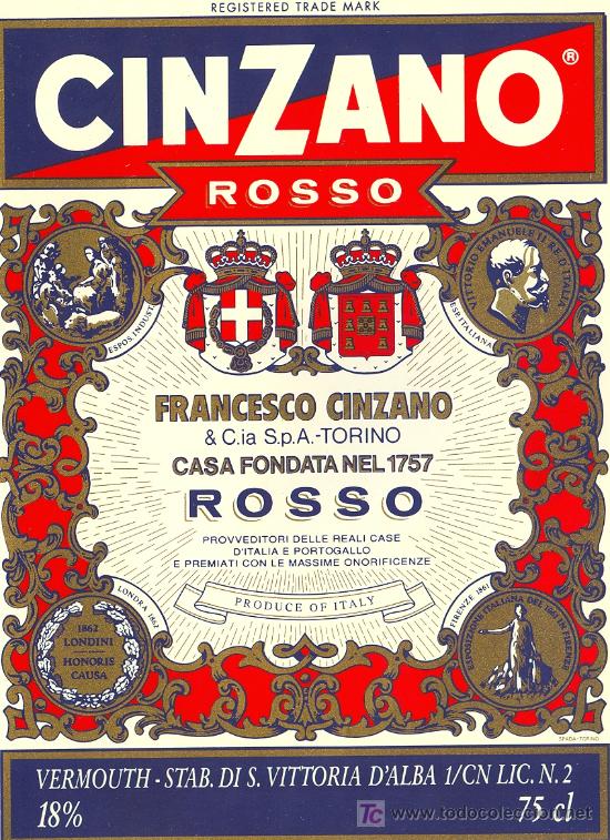 Etiquetas antiguas: ETIQUETA CINZANO - Foto 1