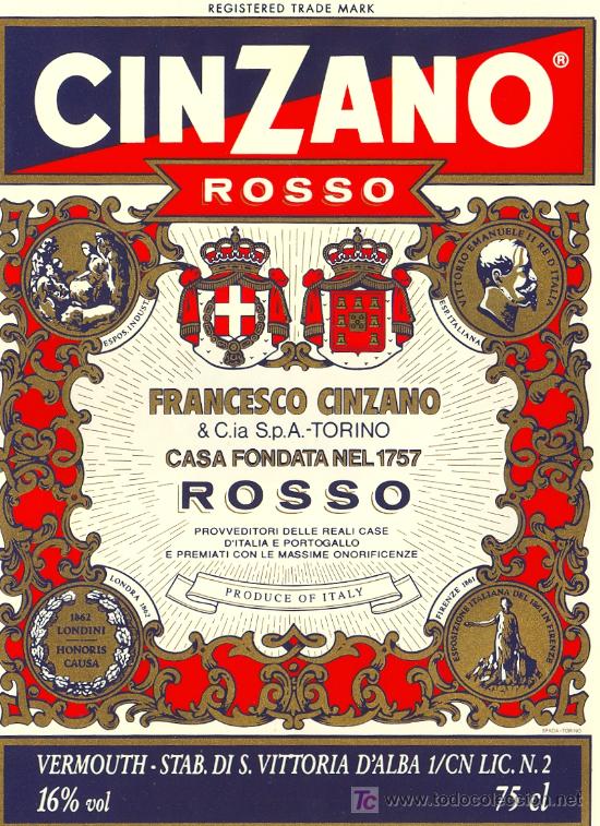 Etiquetas antiguas: ETIQUETA CINZANO - Foto 1