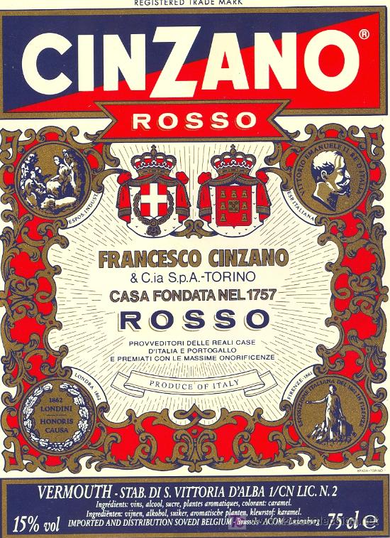 Etiquetas antiguas: ETIQUETA CINZANO - Foto 1