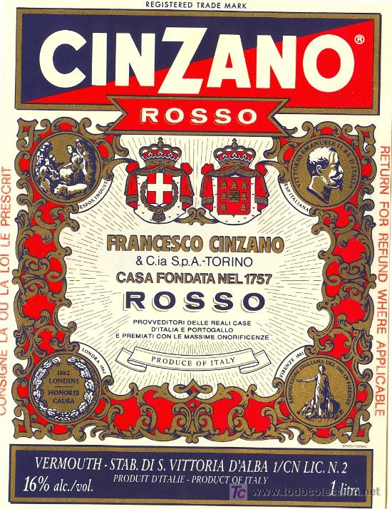 Etiquetas antiguas: ETIQUETA CINZANO - Foto 1