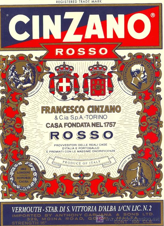 Etiquetas antiguas: ETIQUETA CINZANO - Foto 1