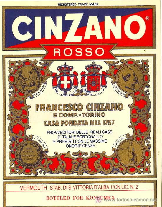 Etiquetas antiguas: ETIQUETA CINZANO - Foto 1