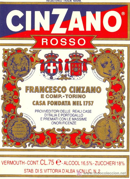 Etiquetas antiguas: ETIQUETA CINZANO - Foto 1