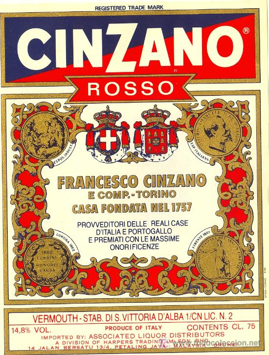 Etiquetas antiguas: ETIQUETA CINZANO - Foto 1