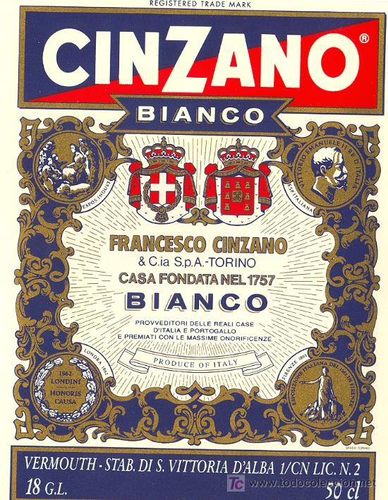 Etiquetas antiguas: ETIQUETA CINZANO - Foto 1