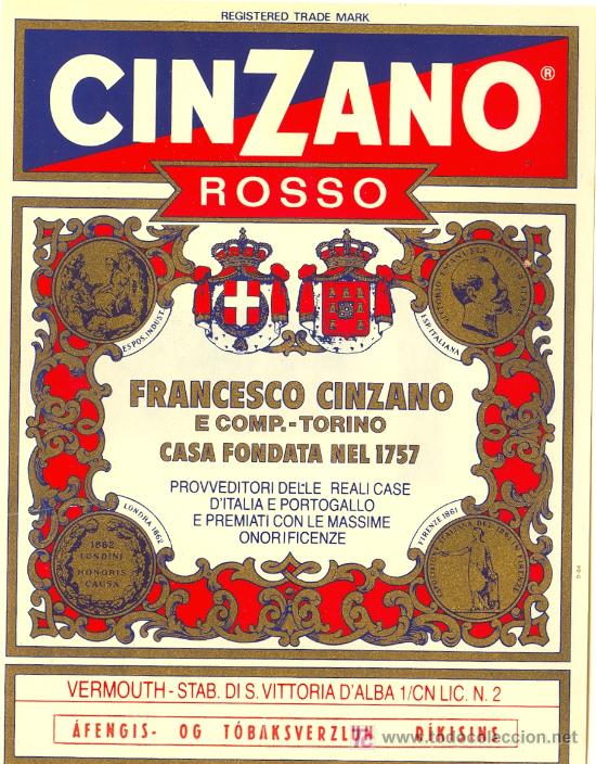 Etiquetas antiguas: ETIQUETA CINZANO - Foto 1