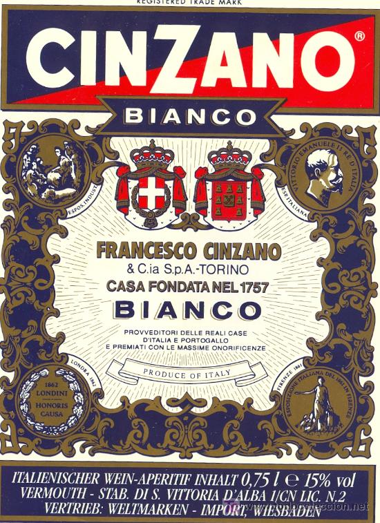 Etiquetas antiguas: ETIQUETA CINZANO - Foto 1