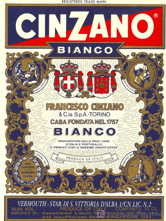 Etiquetas antiguas: ETIQUETA CINZANO - Foto 1