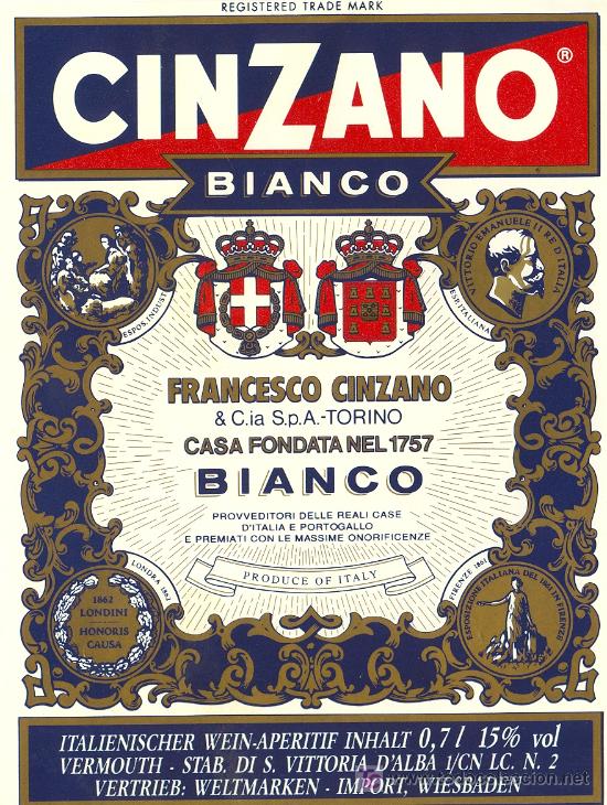 Etiquetas antiguas: ETIQUETA CINZANO - Foto 1