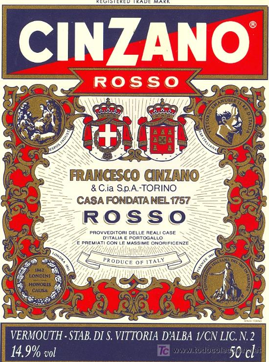 Etiquetas antiguas: ETIQUETA CINZANO - Foto 1
