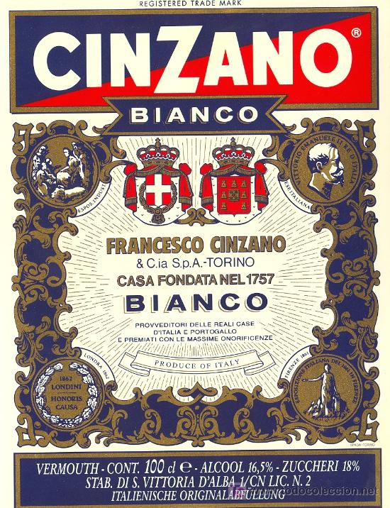 Etiquetas antiguas: ETIQUETA CINZANO - Foto 1