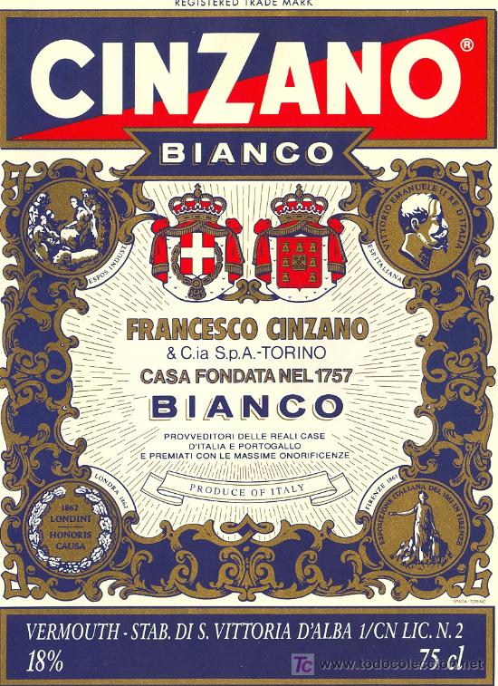Etiquetas antiguas: ETIQUETA CINZANO - Foto 1