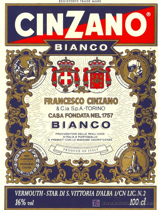 Etiquetas antiguas: ETIQUETA CINZANO - Foto 1