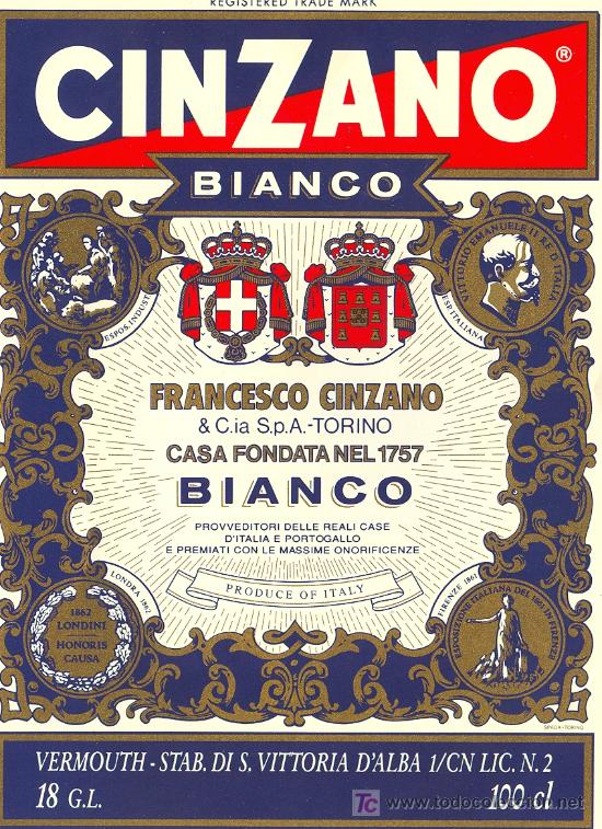 Etiquetas antiguas: ETIQUETA CINZANO - Foto 1