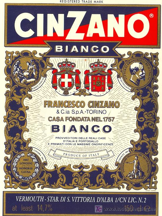Etiquetas antiguas: ETIQUETA CINZANO - Foto 1