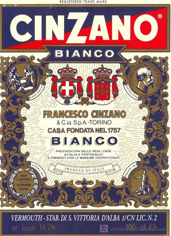 Etiquetas antiguas: ETIQUETA CINZANO - Foto 1