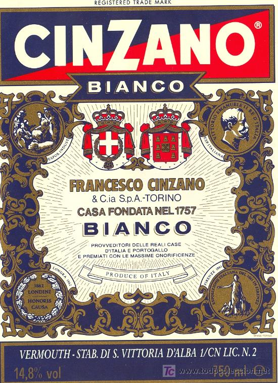 Etiquetas antiguas: ETIQUETA CINZANO - Foto 1