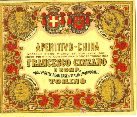 Etiquetas antiguas: ETIQUETA CINZANO. APERITIVO-CHINA - Foto 1