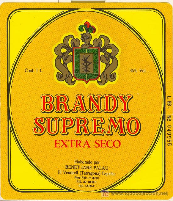 Etiquetas antiguas: ETIQUETA DE BRANDY - Foto 1