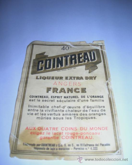 Etiquetas antiguas: Antigua etiqueta de Cointreau.