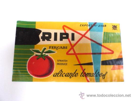 Etiquetas antiguas: ETIQUETA ANTIGUA TOMATE RIPI - Foto 1