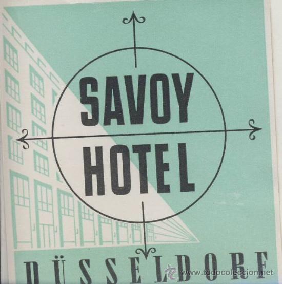 Etiquetas antiguas: Etiqueta Hotel - ALEMANIA-- HOTEL SAVOY-DUSSELDORF-ALEMANIA-MEDIDAS 82 X9O mm