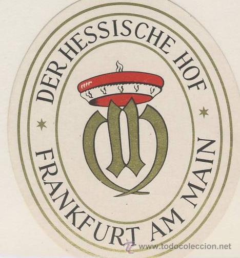Etiquetas antiguas: Etiqueta Hotel  -ALEMANIA   - HOTEL DERHESSISCHE HOF -FRANKFURT  -   -    ILUSTRACION