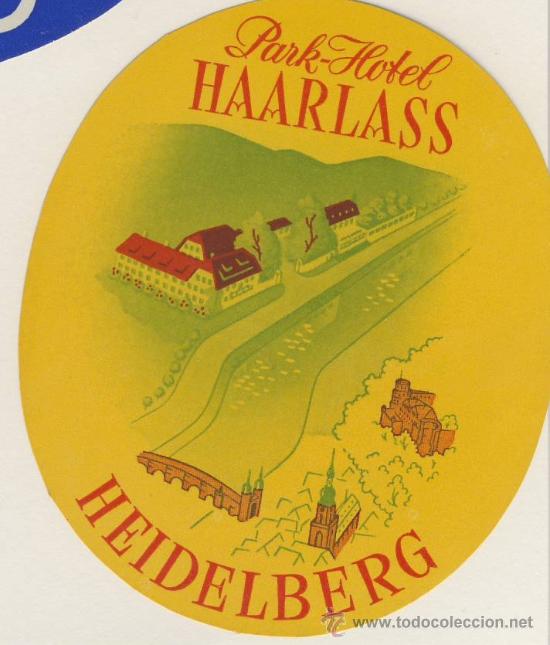 Etiquetas antiguas: Etiqueta Hotel --ALEMANIA - HOTEL HAARLASS - HEIDELBERG -