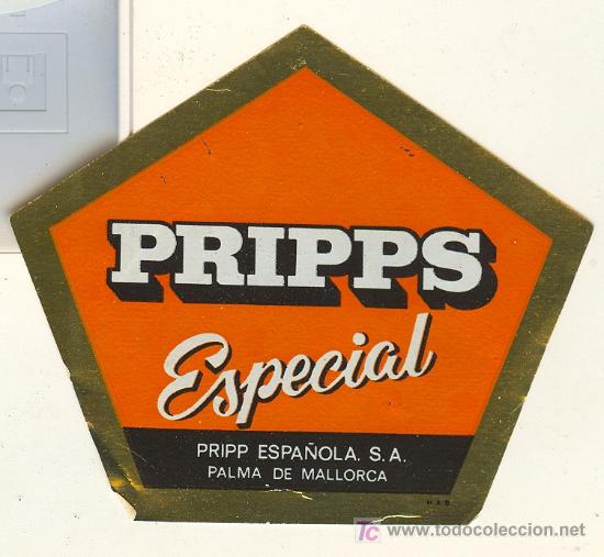 Etiquetas antiguas: ETIQUETA DE CERVEZA PRIPPS - Foto 1