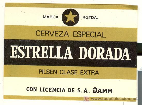 Etiquetas antiguas: ETIQUETA DE CERVEZA ESTRELLA DORADA - Foto 1