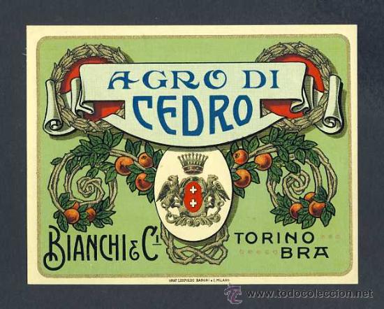 Etiquetas antigas: Etiqueta de licor: AGRO DI CEDRO