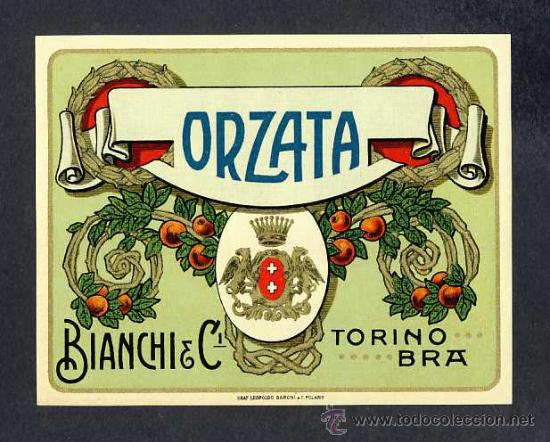 Etiquetas antiguas: Etiqueta de licor: ORZATA, ORCHATA