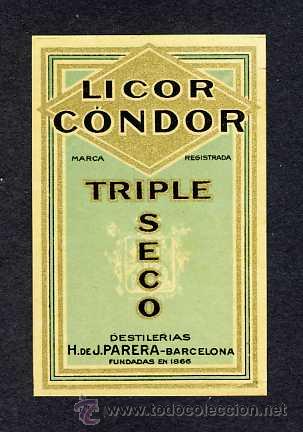Etiquetas antiguas: Etiqueta de licor: CONDOR