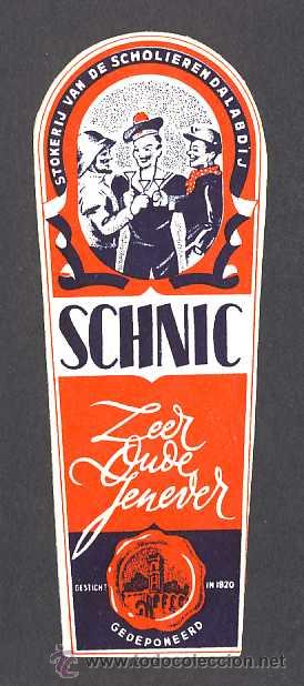 Etiquetas antiguas: Etiqueta de licor: SCHNIC. Troquelada - Foto 1