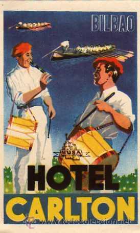 Etiquetas antiguas: ETIQUETA HOTEL - HOTEL CARLTON , BILBAO,