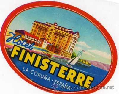 Etiquetas antiguas: ETIQUETA HOTEL - HOTEL FINISTERRE , LA CORU&Ntilde;A , GRAFICAS MANEN , BARCELONA