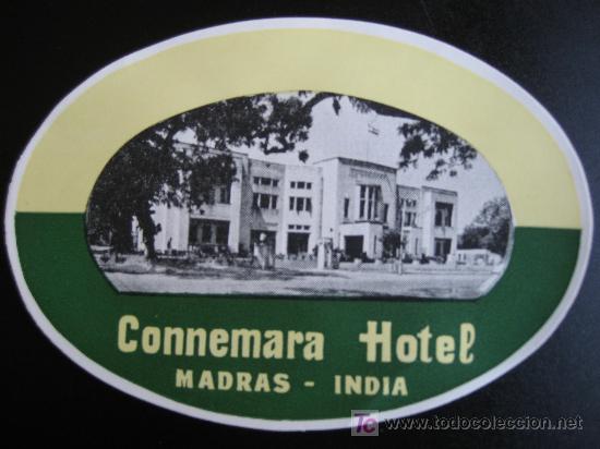 Etiquetas antiguas: Connemara Hotel. Madras - India