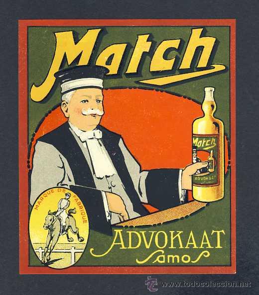 Etiquetas antiguas: Etiqueta de licor: MATCH ADVOKAAT SAMOS