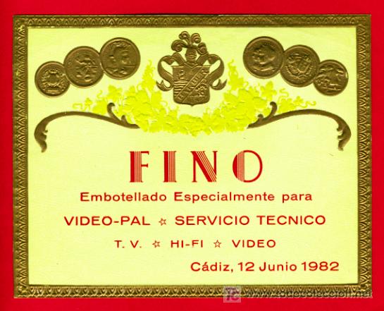 Etichette antiche: ETIQUETA , FINO PARA SERVICIO TECTICO , CADIZ 1982 , E626
