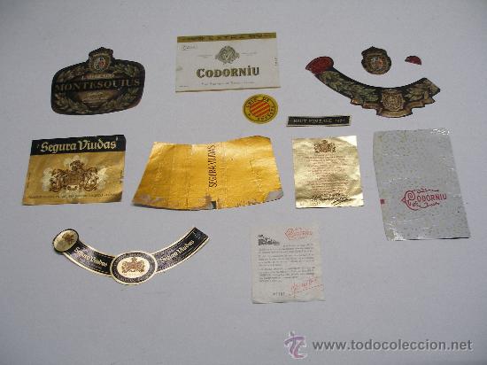 Etiquetas antiguas: LOTE ETIQUETAS CAVA : SEGURA VIUDAS, CODORNIU, MONTESQUINS, SAN SADURNI DE NOYA ..