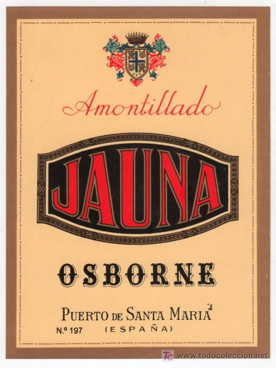 Etiquetas antiguas: ETIQUETA DE VINO OSBORNE - Foto 1