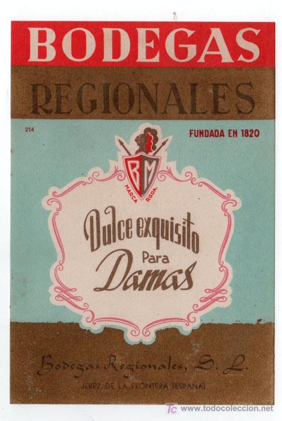 Etiquetas antiguas: ETIQUETA DE VINO BODEGAS REGIONALES - Foto 1