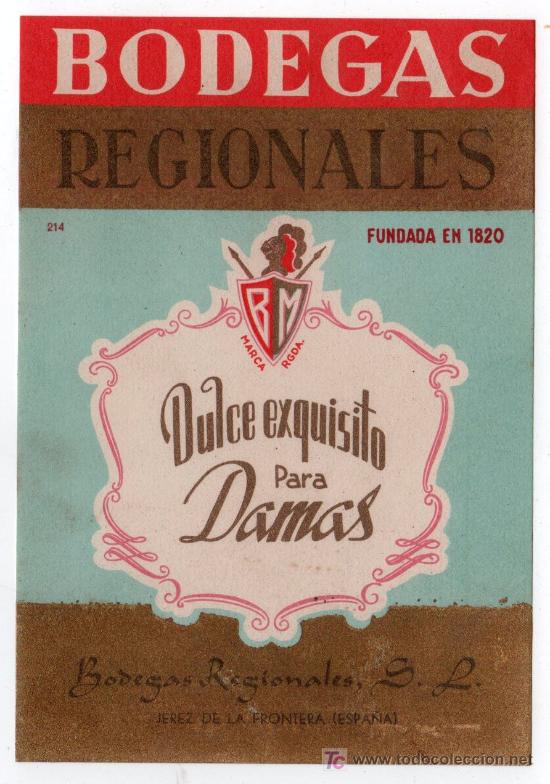 Etiquetas antiguas: ETIQUETA DE VINO BODEGAS REGIONALES - Foto 1
