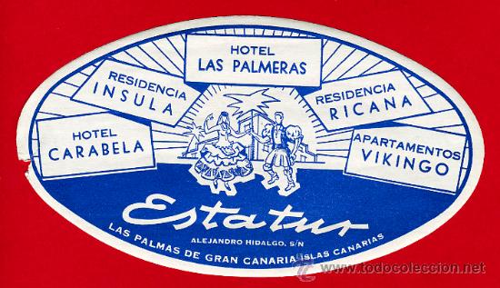 Etiquetas antiguas: ETIQUETA HOTEL-ESPA&Ntilde;A - HOTELES ESTARTUR-LAS PALMAS GRAN CANARIAS- 160-mm-