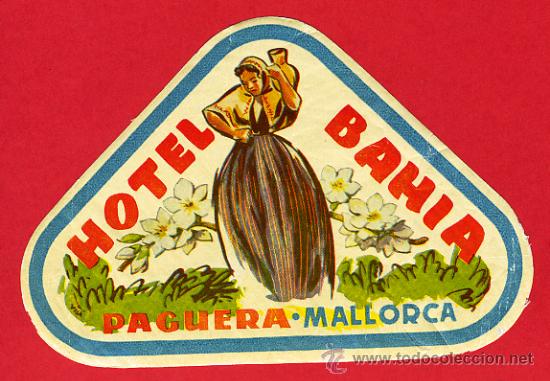 Etiquetas antiguas: ETIQUETA HOTEL-ESPA&Ntilde;A - HOTEL BAHIA -MALLORCA-125X 85 mm HUECO