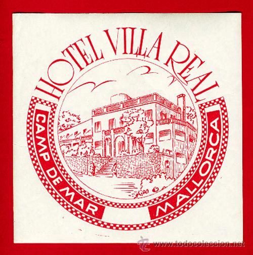 Etiquetas antiguas: ETIQUETA HOTEL-ESPA&Ntilde;A - HOTEL VILLA REAL- 90X90 mm HUECO