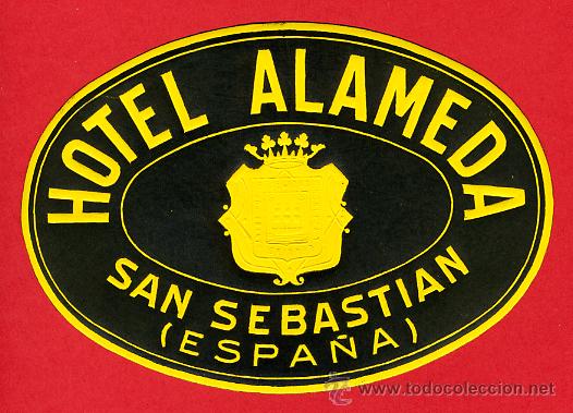 Etiquetas antiguas: ETIQUETA HOTEL-ESPA&Ntilde;A - HOTEL ALAMEDA-SAN SEBASTIAN -GUIPUZCOA- OVAL-HUECO -